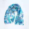 Jedwabny malowany szal - liście 