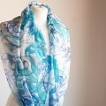 Jedwabny malowany szal - liście 
